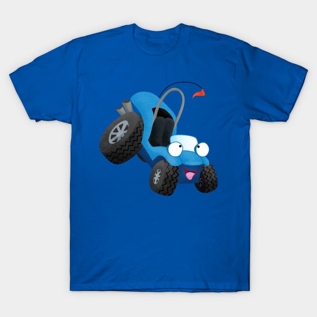 Cute happy blue dune buggy cartoon T-Shirt by FrogFactory